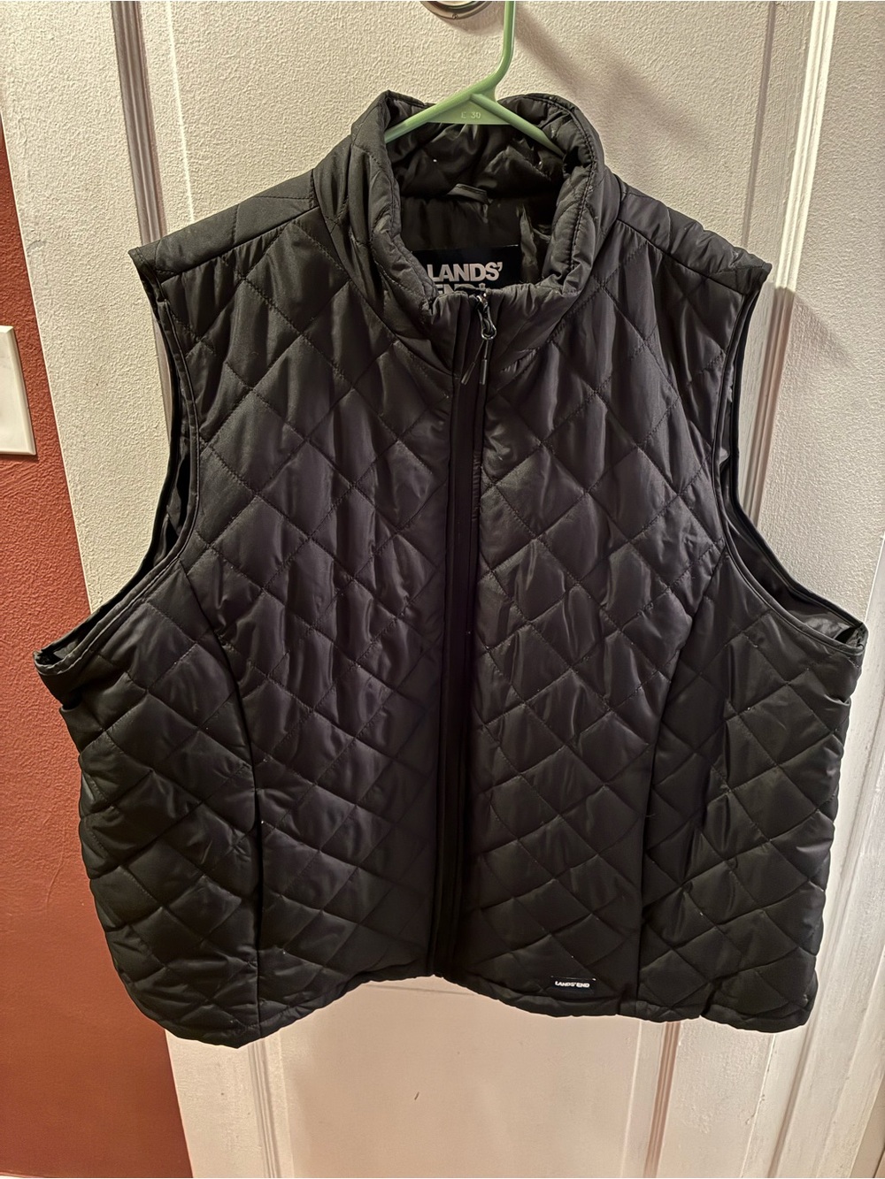 Lands' End Woman’s Quilted Black Vest - Full Zip